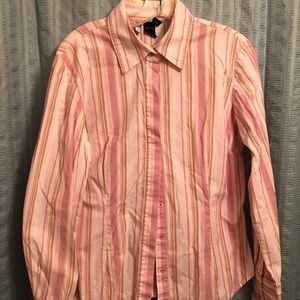 Moda International Multi Color Striped Top Large